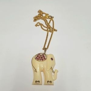 White stone elephant necklace